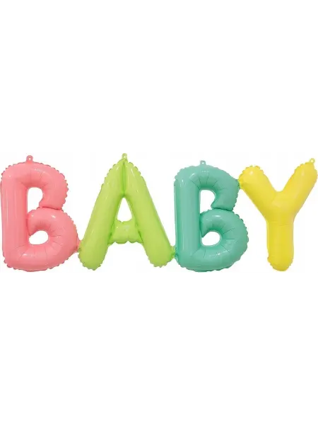 Дон Баллон Шар (45'' 114 см) Фигура, Надпись "Baby", Разноцветный