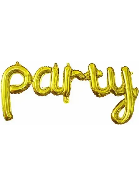 Дон Баллон Шар (45'' 114 см) Фигура, Надпись "Party", Золото