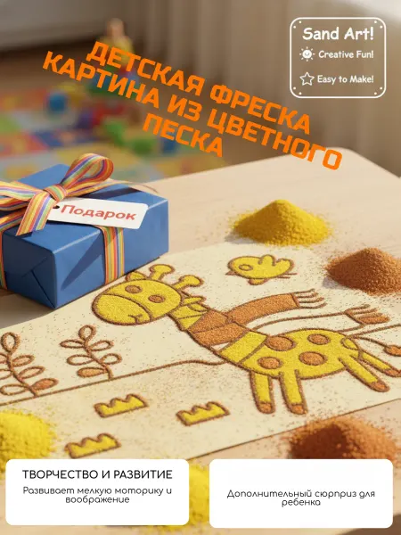 Детская фреска. Картина из цветного песка + Подарок