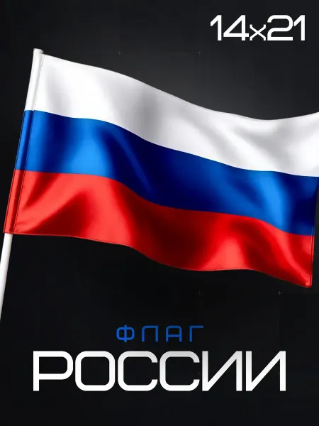 Флаг России 14х21 см с пластиковым флагштоком 2 шт