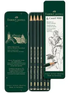 Набор карандашей ч/г Faber-Castell "Castell 9000", 6шт., HB-8B, заточен., метал. кор. (119063)