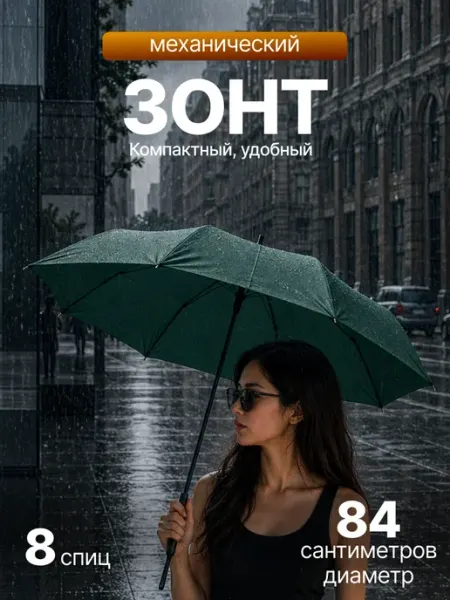 Зонт черный складной классический механика