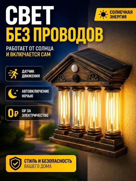 Eliss shop1 Светильник уличный на солнечной батарее настенный