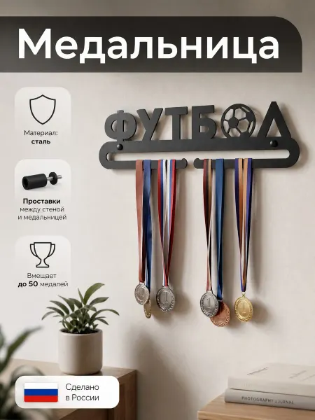 HOMIEST Настенная вешалка для медалей Футбол
