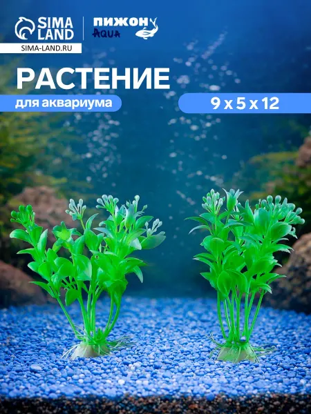 Мир Лапок Набор растений искусственных для аквариума, 12 см, 2 шт