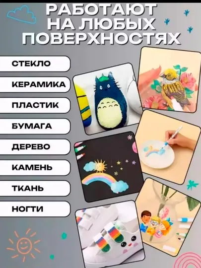 12 цветов акриловых маркеров, для бумаги, дерева, холста стекла керамики, фломастеры детей
