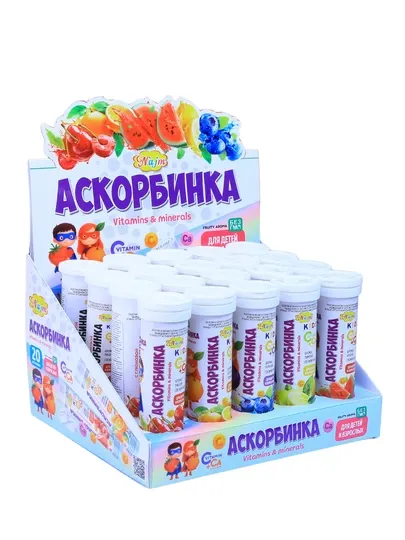 Аскобринка витаминки для жевания с кальцием и витамином C, 12 таблеток, №12\