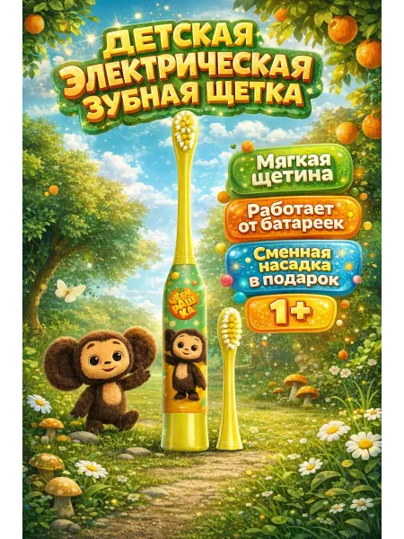 ЧЕБУРАШКА щетка зубная электрическая детская