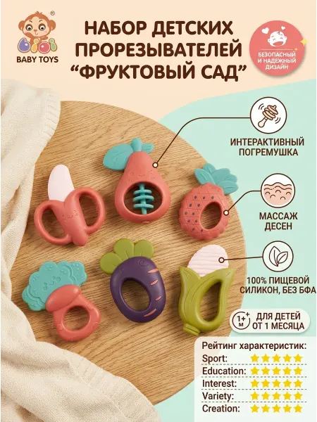 Прорезыватель погремушка детский зубной игрушка