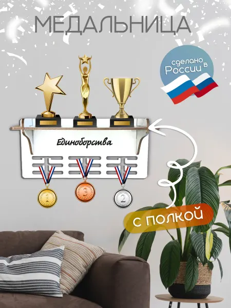 TopPresent Медальница вешалка для медалей с полкой Единоборства