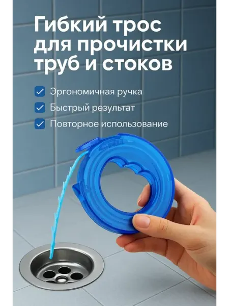 АДАЩ Гибкий трос для прочистки труб и стоков ручной инструмент