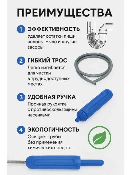 АРИСТОКРАТКААА Щётка для прочистки сливов засоров в трубах без химии