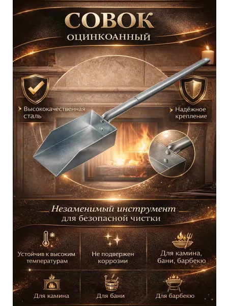 SMS Совок зольный для бани, камина оцинкованный