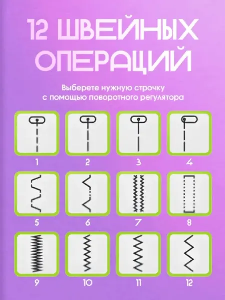 Портативная швейная машина, 12 стежков, со степпером