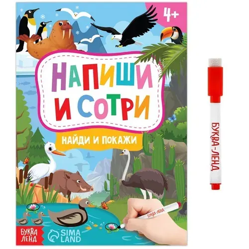 Книжка с маркером "Пиши-стирай. Найди и покажи", 12 страниц