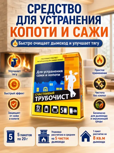 Счастливый дачник Средства для чистки дымоходов от сажи,30гр