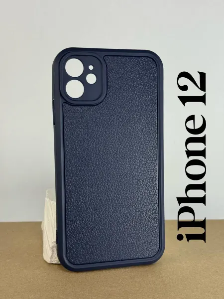 Чехол на iPhone 12, синий_ребристый