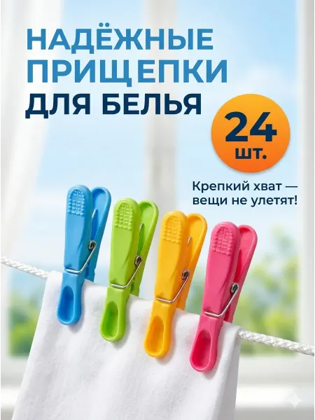 Прищепки для белья пластиковые крепкие набор зажимы