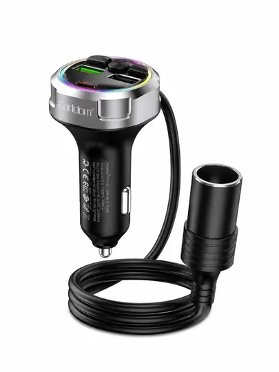 Автомобильное зарядное устройство Earldom с USB-A, USB Type-C и розеткой 12 В, 120 Вт