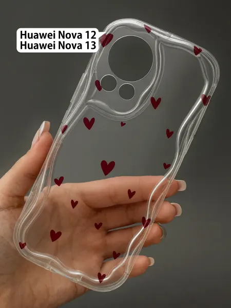 РИНОФОН Рельефный чехол с сердечками на Huawei Nova 12, Nova 13