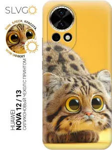 Силиконовый чехол на Huawei nova 12 / nova 13 с принтом Котик в солнечном круге, trn