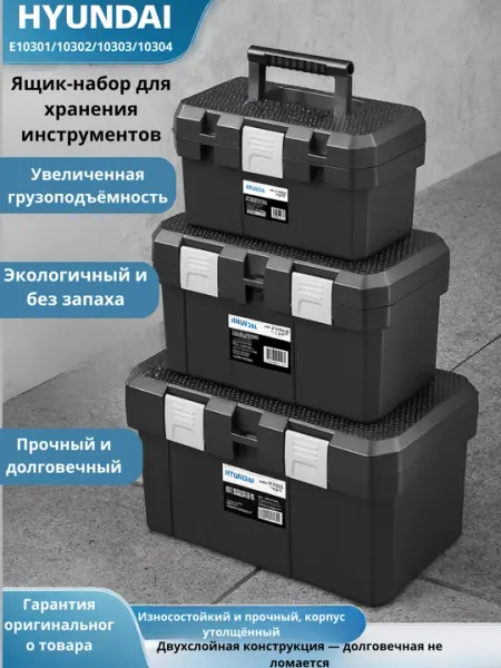 Ящиков для инструментов пластиковых HYUNDAI, 12, 14, 18, 20 дюймовый