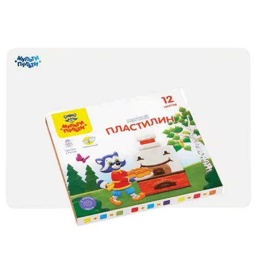 Пластилин Мульти-Пульти "Енот в сказке", 12 цветов, 144г, со стеком, картон + ДОСКА в подарок