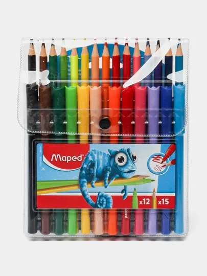 Карандаши, цветные, Maped (15 цветов карандаши + 12 цветов фломастеры), 984701