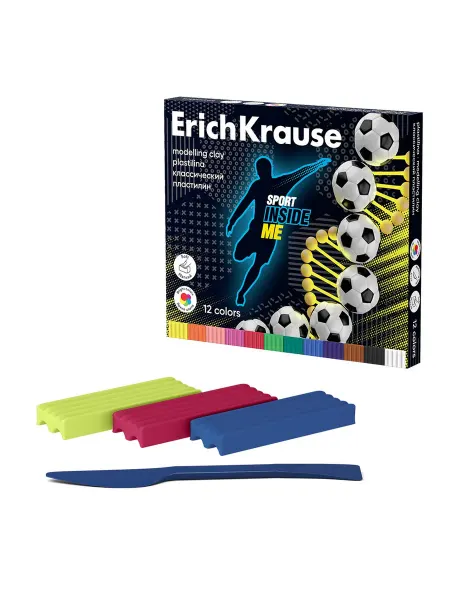 ERICH KRAUSE Пластилин 12цв Sport DNA классический со стеком 180г 61777