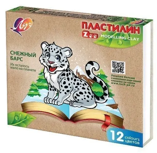 Пластилин Луч ZOO 12 цв. 180 г ассорти