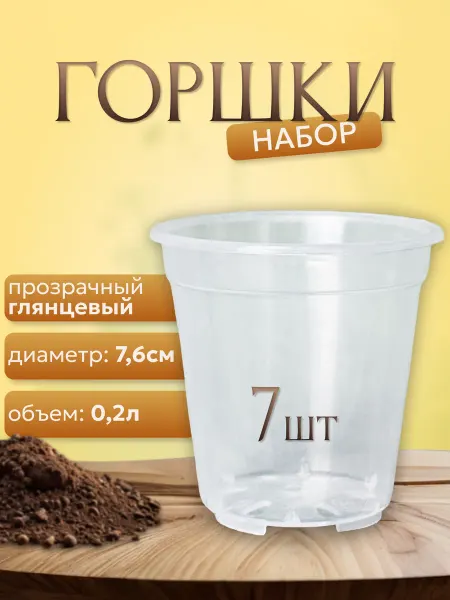 Leafs In Home Горшок прозрачный пластиковый 0,2 л
