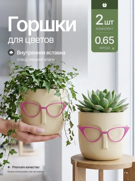 SiHouse Горшки для цветов маленькие 0,65л 2 шт