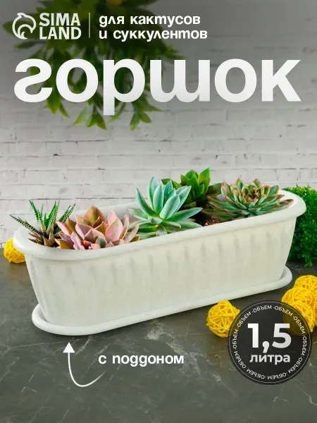 Martika. Кактусница с поддоном "Фелиция", 1,5 л