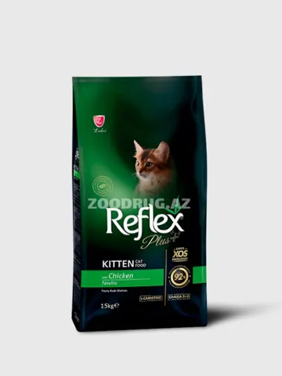 Сухой корм с курицей для котят от 2 до 12 месяцев REFLEX PLUS KITTEN 15 кг