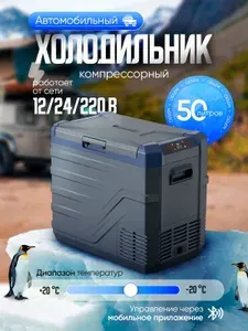 Переносной автохолодильник Alpicool NL50 компрессорный / Морозильник Альпикул в автомобиль с объемом 50 л 12/24/220 Вольт / Для путешествий и дачи