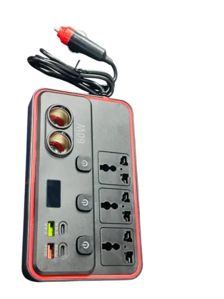 Автомобильный инвертор мощностью 60 Вт с розетками 12 В, 220 В и USB-портами