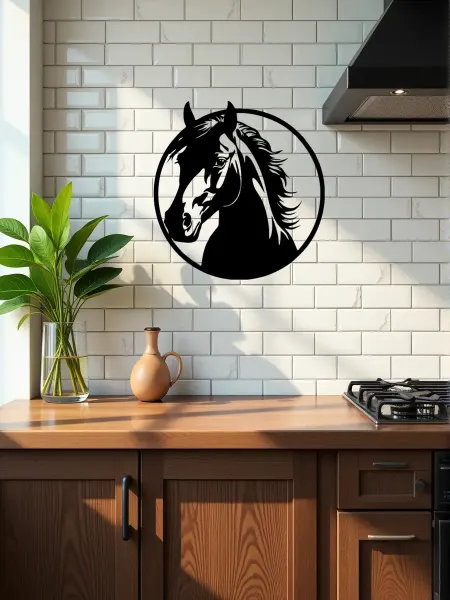 Сutting wood Панно на стену для интерьера "Лошадь 12" 25 х 24 см