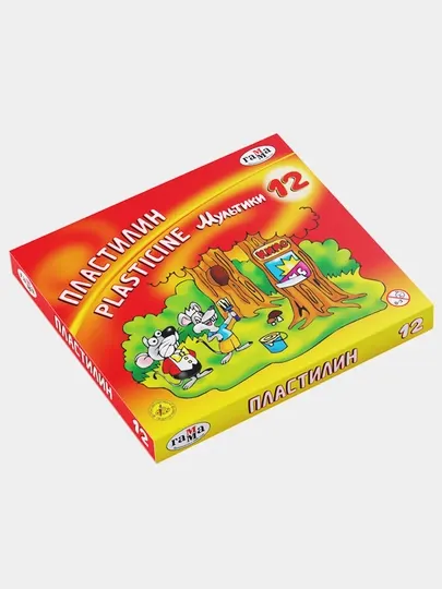Пластилин Гамма Мультики, 12 цветов, 240 г, со стеком, картон