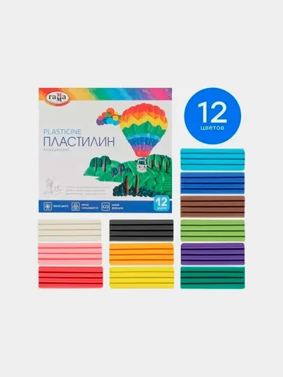 Пластилин Гамма "Классический", 12 цветов, 240г, со стеком, картон 281033