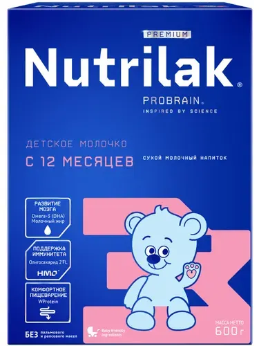 Молочная смесь Nutrilak Premium 3, с 12 месяцев, для поддержания иммунной системы, 600 г
