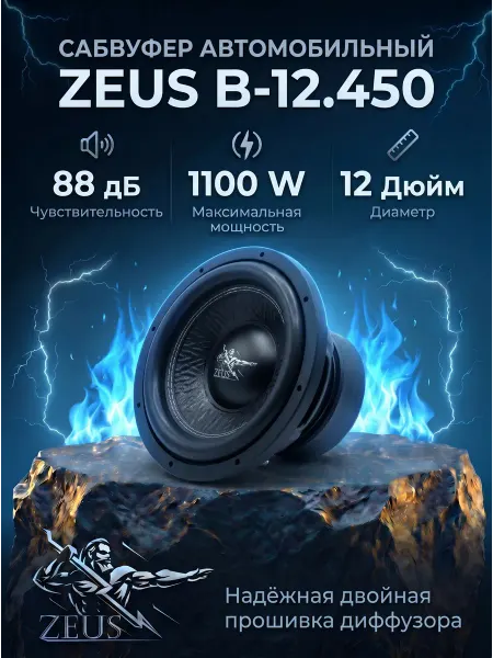 Zeus Сабвуфер автомобильный B-12.450 12 дюймов