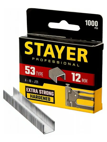 Stayer Скобы тонкие (1000 шт 12 мм тип 53) для степлера