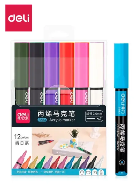 Маркеры Paint, 12 цветов, S583 Deli, 583-S