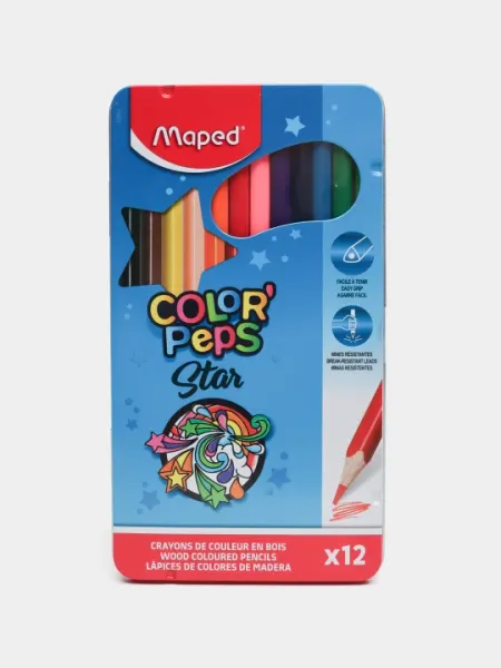 Карандаши цвет Maped (12цв.,Color'Peps Metal Box) 832014
