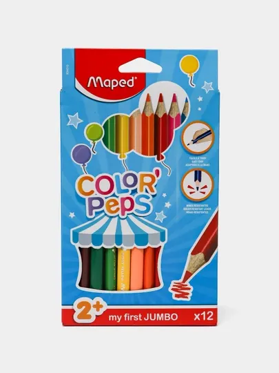 Карандаши цветные, Maped (12цв.,Color'Peps Maxi) 834010