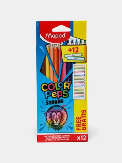 Карандаши цветные "Maped" (STRONG X12 + 12 FREE LABELS) 862725