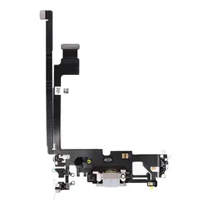 Нижний шлейф (разъем зарядки и синхронизации, микрофоны) iPhone 12 Pro Max (Silver) (AASP)