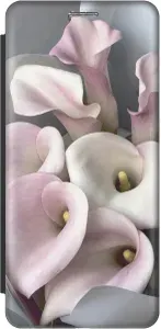 Чехол-книжка на Apple iPhone 12 Pro Max / Эпл Айфон 12 Про Макс с рисунком "Розовые каллы" черный