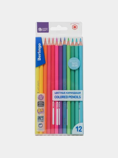 Карандаши цветные пастельные Berlingo "SuperSoft. Pastel", 12 цветов