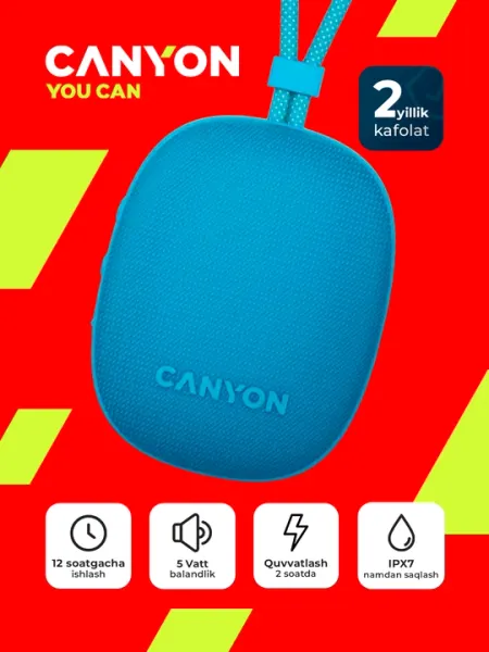 Портативная беспроводная колонка Canyon OnMove 12, Bluetooth с TWS и IPX7